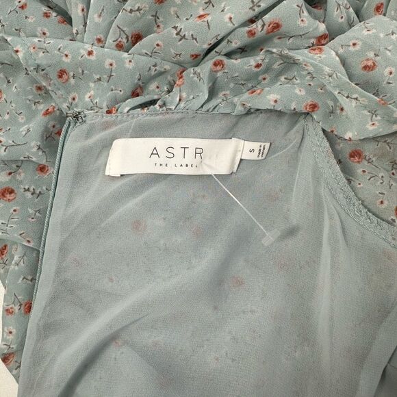ASTR THE LABEL Teal Floral Ditsy Ruched Mini Dress Sz S - Picture 8 of 10